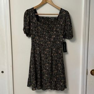 New French Connection Floral Print Puff Sleeve Minidress